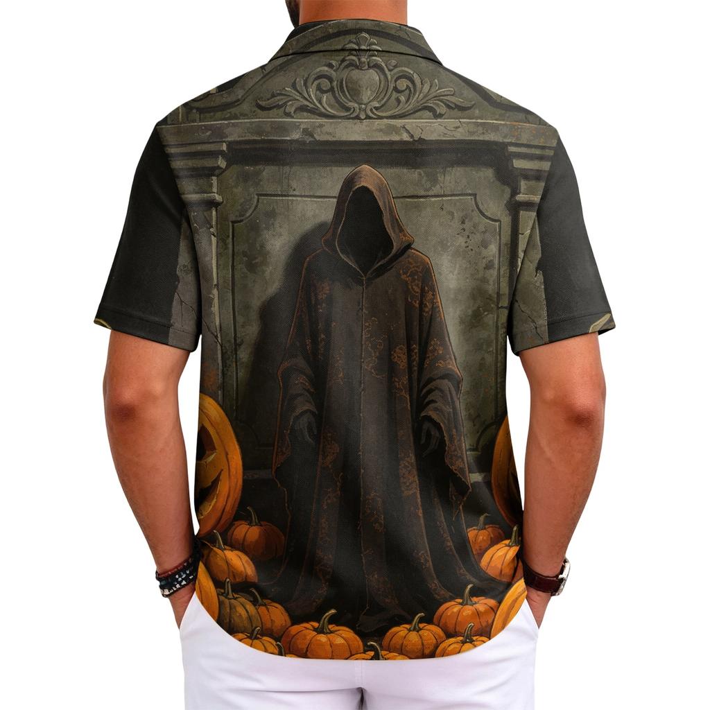 Men's Halloween Print Short Sleeve T-Shirt Stylish Casual Top