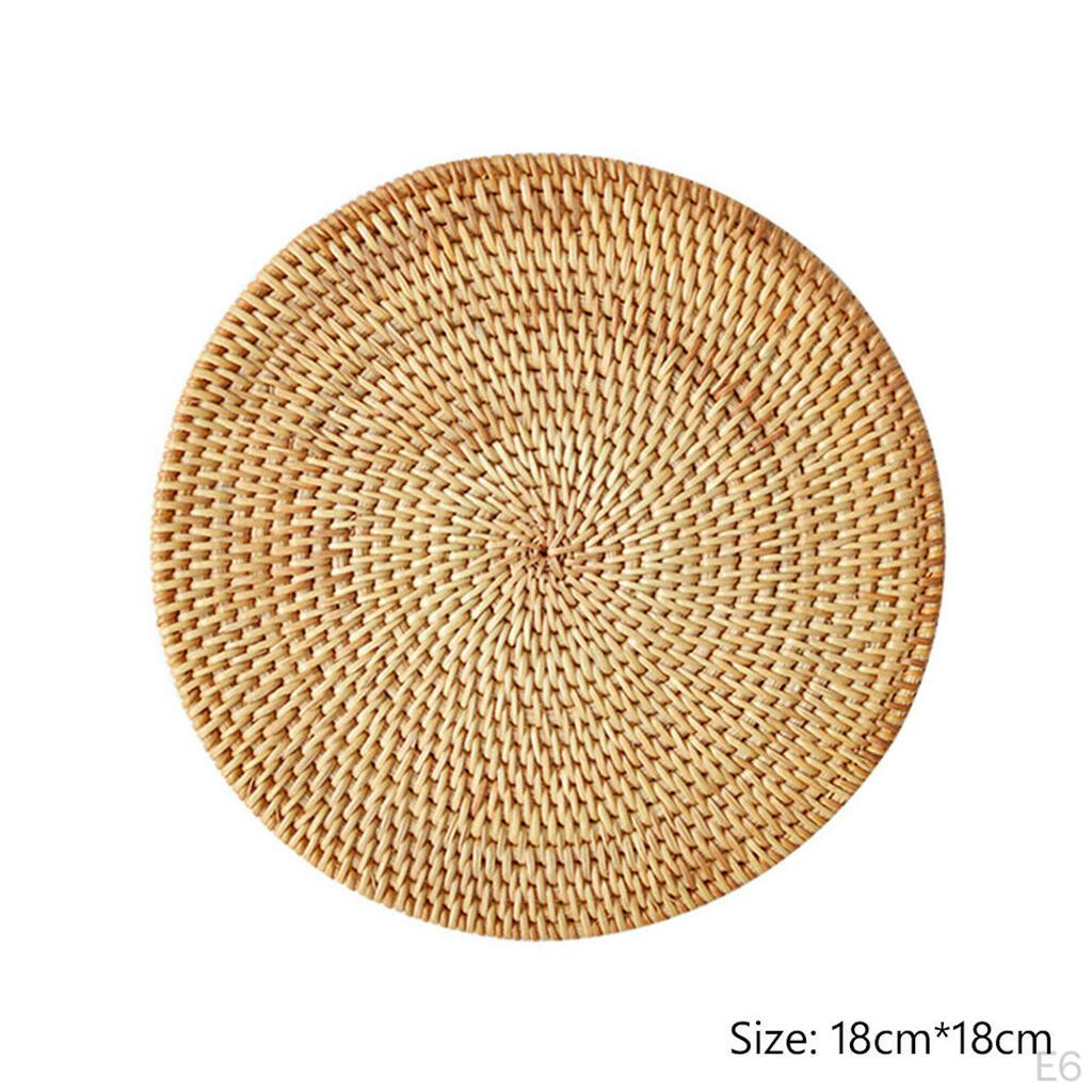 Rattan Place Mattenauflage Hand-Woven Round Glassware Placemats Anti-slip