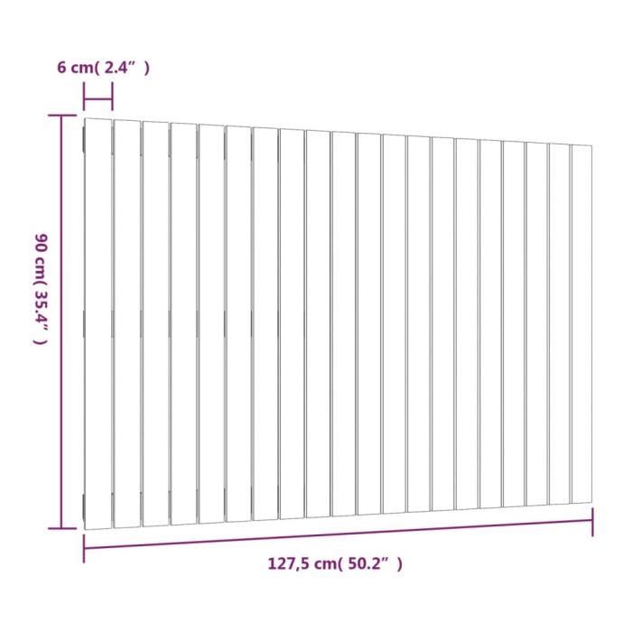 VidaXL Wall-mounted Headboard Grey 127.5x3x90 Cm Solid Pine Wood 824890