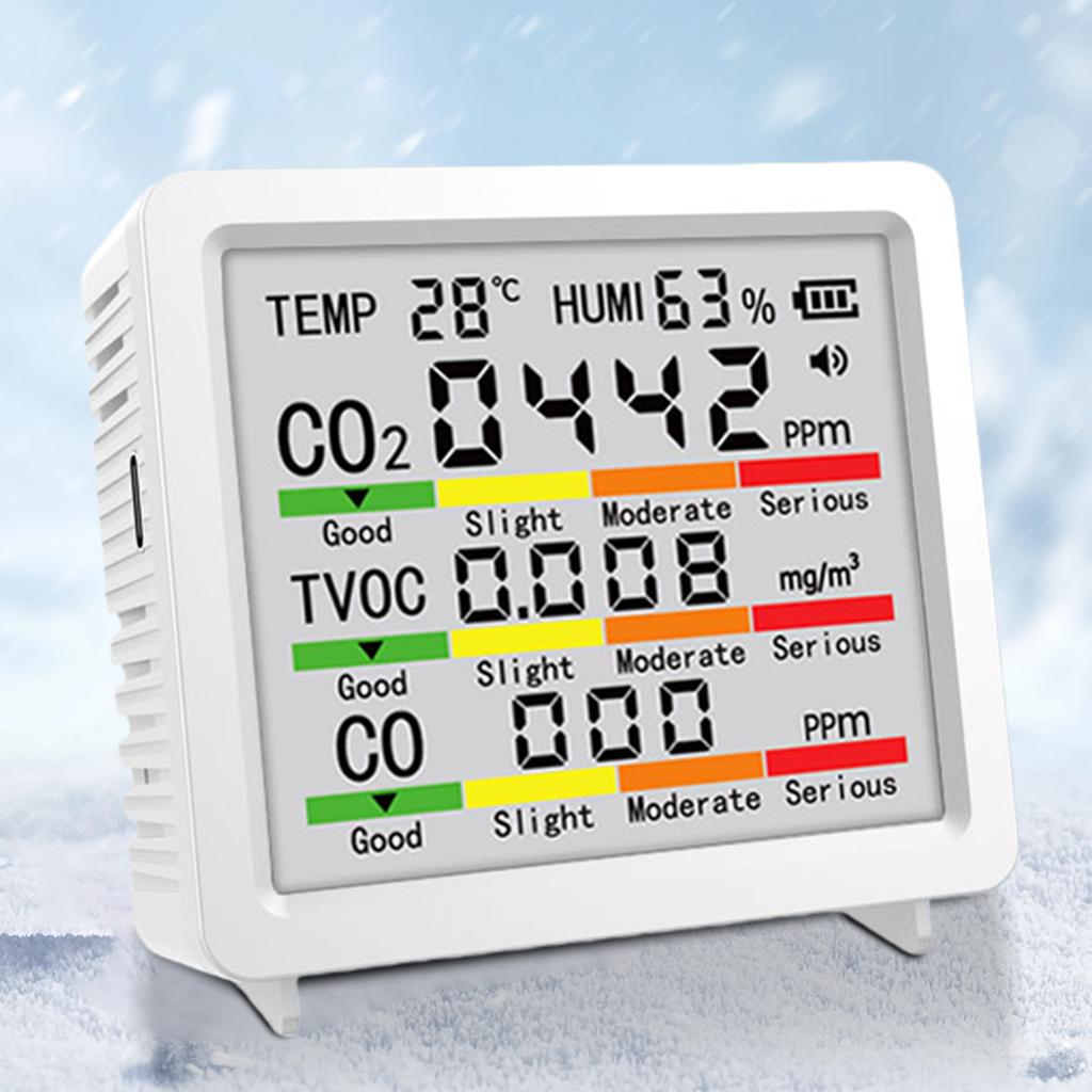 Portable Real-Time Detector TVOC Temperature Humidity CO CO2 Detection Air Quality Detector for Home Cars Plants and Pets
