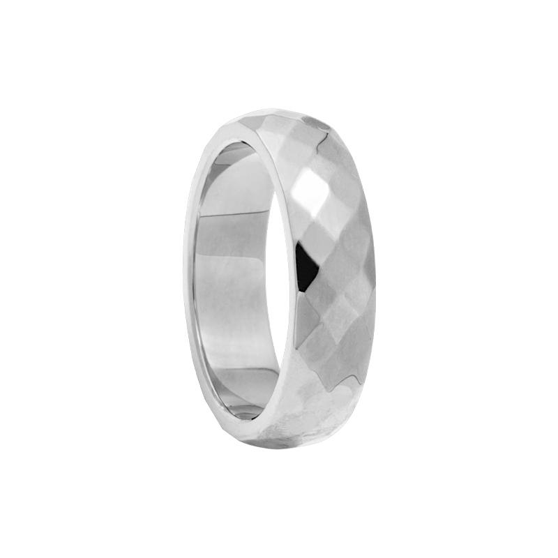 6-миллиметровое многогранное, высокополированное, выпуклое кольцо из нержавеющей стали, размер США 5-12 5