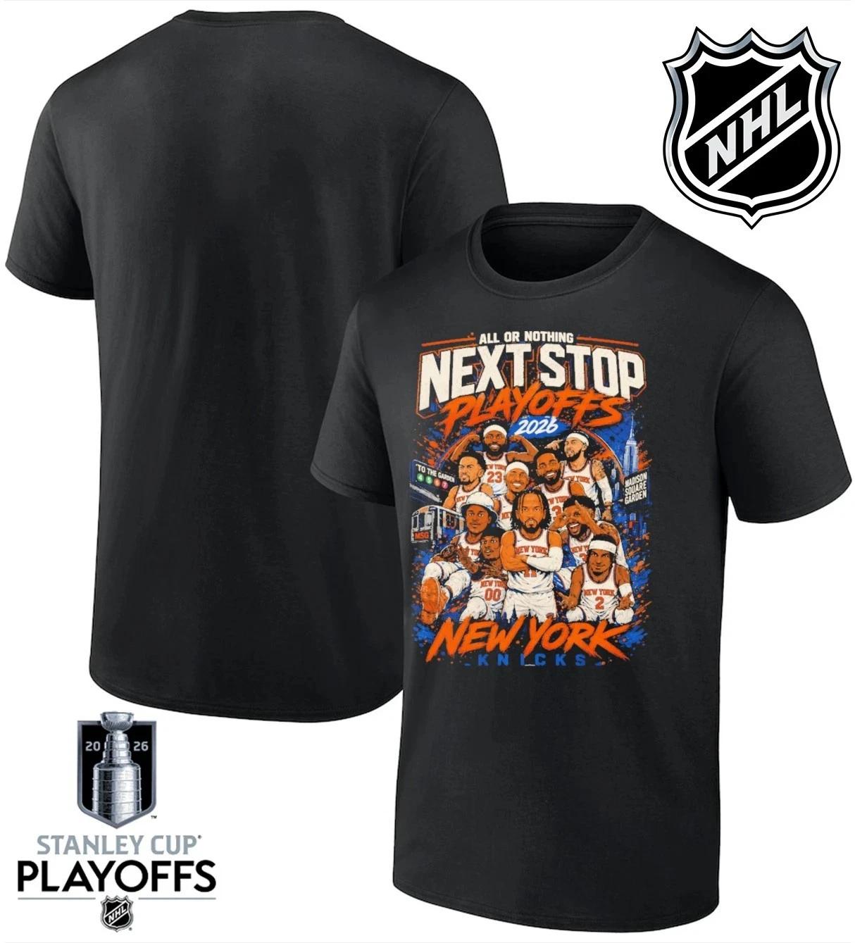 New York Next Stop Playoffs 2026 T-T-Shirt L