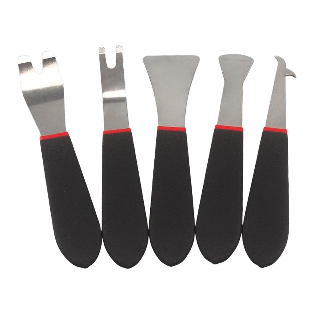 5pcs Stainless Pry Bar Set Trim Removal Tool Kit For Vehicle Interior No Scratch Pry Tool Kit Door Panel Clip Fastener Removal