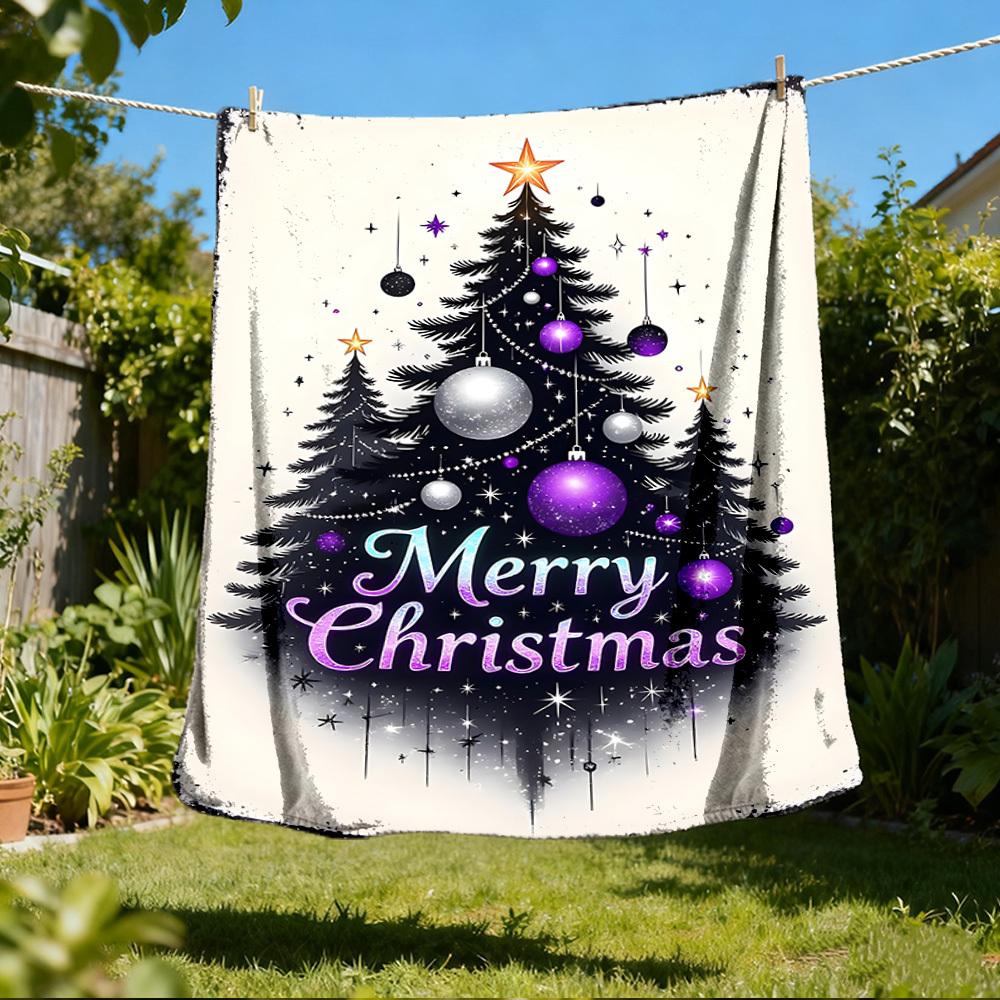1pc Christmas Decorations Outdoor Soft Polyester Flannel Throw Blanket Versatile for All Seasons , Soft , Cozy , Warm All Season Quilted Throw ,