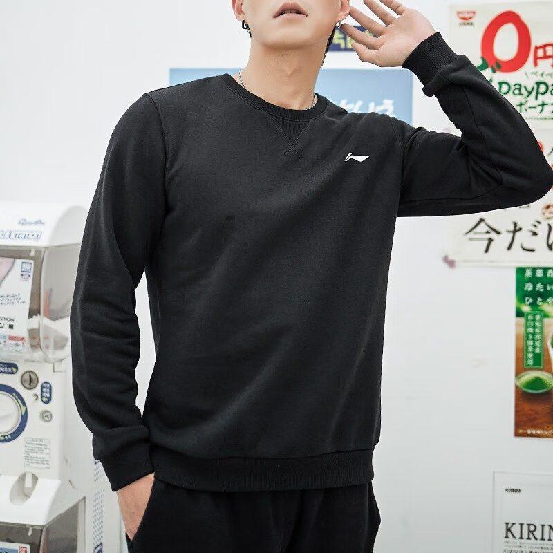 Li Ning Training Series Sweatshirts Men's Black Crew Neck Thickened Regular AWDRF59-4