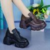 Soft Leather Single Shoes Women's 2025 Spring and Autumn New Small Height Increase Casual Leather Shoes Muffin Le Comfortable Thick-soled Deep-m