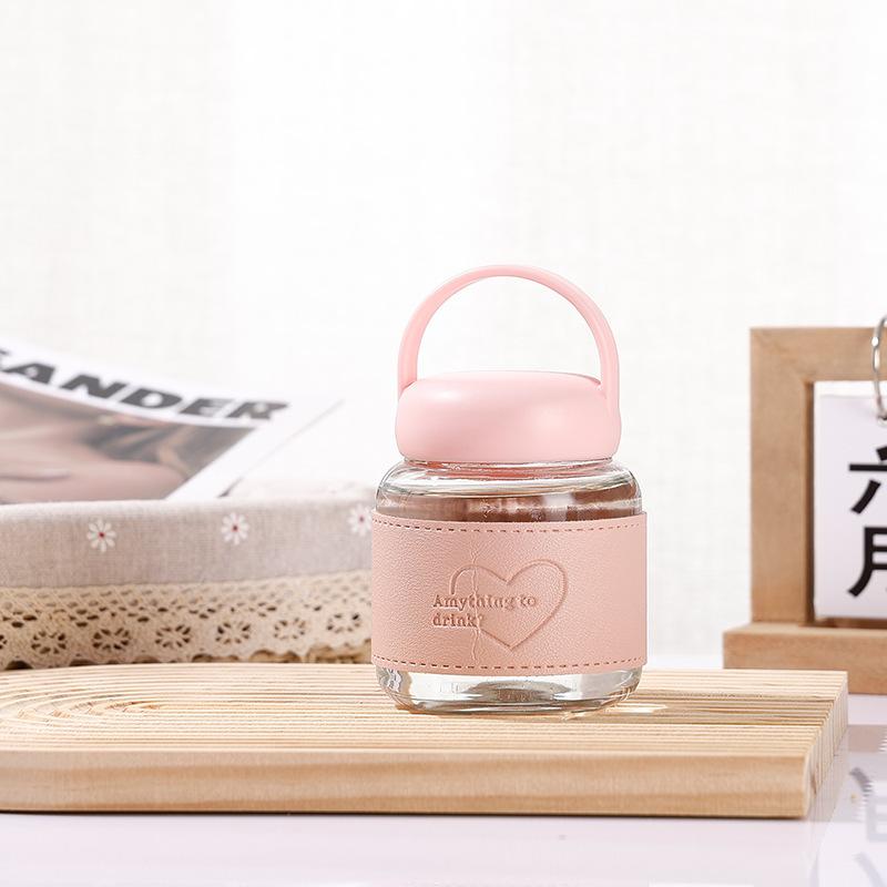 

Міні та Мила Пухкенька Чашка Офісна Проста Чашка для Води Нішева Літня Портативна Скляна Чашка 300ml рожевий