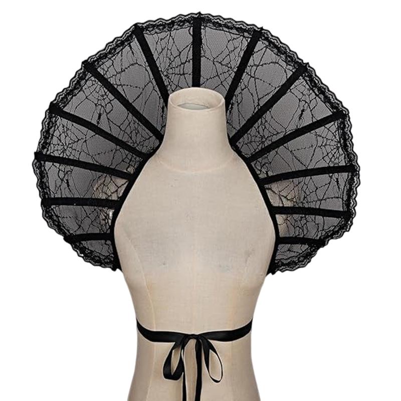 1 STK Mittelalterlich Retro Gothic Umhänge Ponchos Renaissance Stehkragen Spitze Umhang Halloween Rollenspiel Verkleidungsparty Cosplay Requisiten