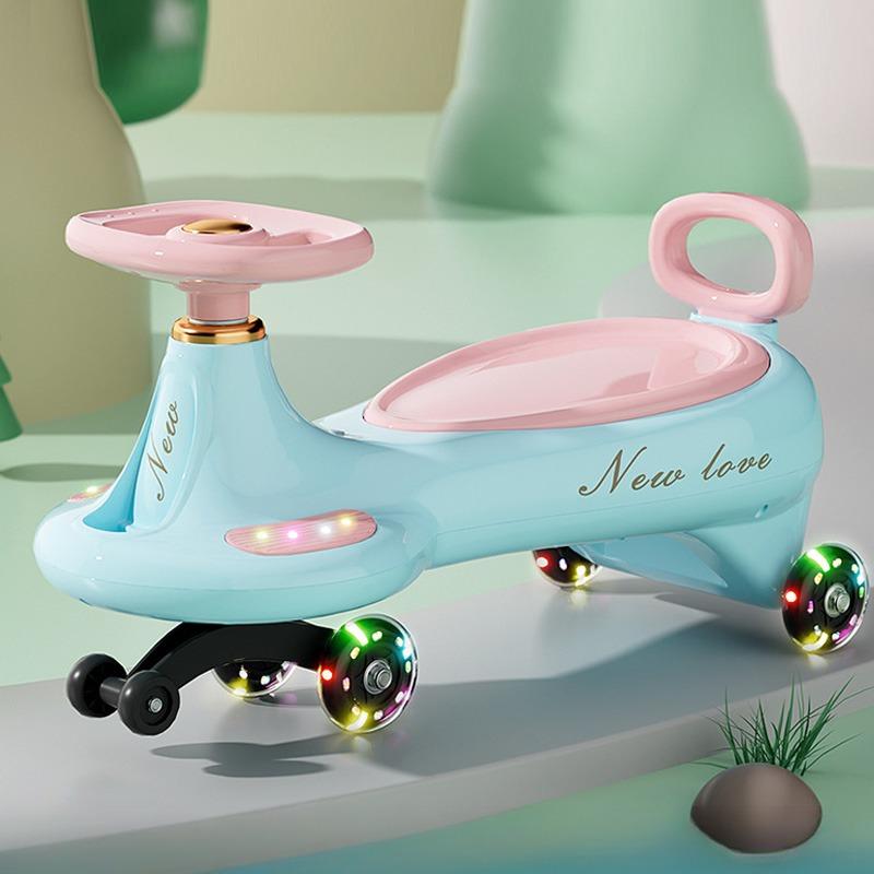 Cute Kids Swing Wiggle Car Anti-Tip Universal Wheel Sliding Car with Music Lighting Children Outdoor Interactive Ride on Toy