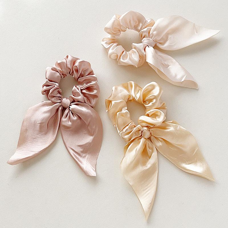 Satin Fabric Large Intestine Hair Band Diy Handmade Bow Streamer Ponytail Hair Rope Rubber Band