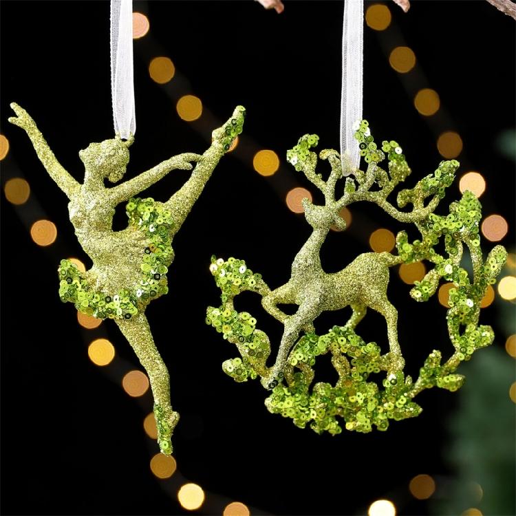 Shatterproof Snowflake Christmas Tree Ornament Glittering Green Acrylic Hanging Decoration Seasonal Accessories