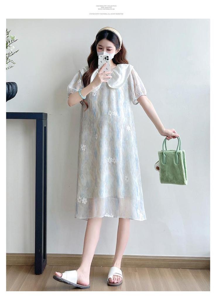 New Summer Maternity Dress: Embroidered, Loose, Slimming, Age-Reducing Design