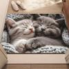 Cute Cat Couple Print Doormat Soft Non-Slip Floor Mat Lovely Kitten Home Decor Rug for Bedroom Welcome Carpet