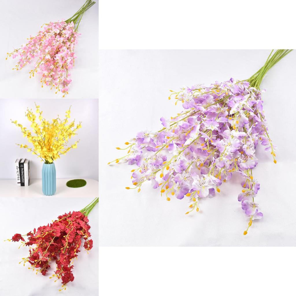 Fivebranch Oncidium Artificial Flower Bundle For Home Hotel And Photography Backdrops With Elegant Style