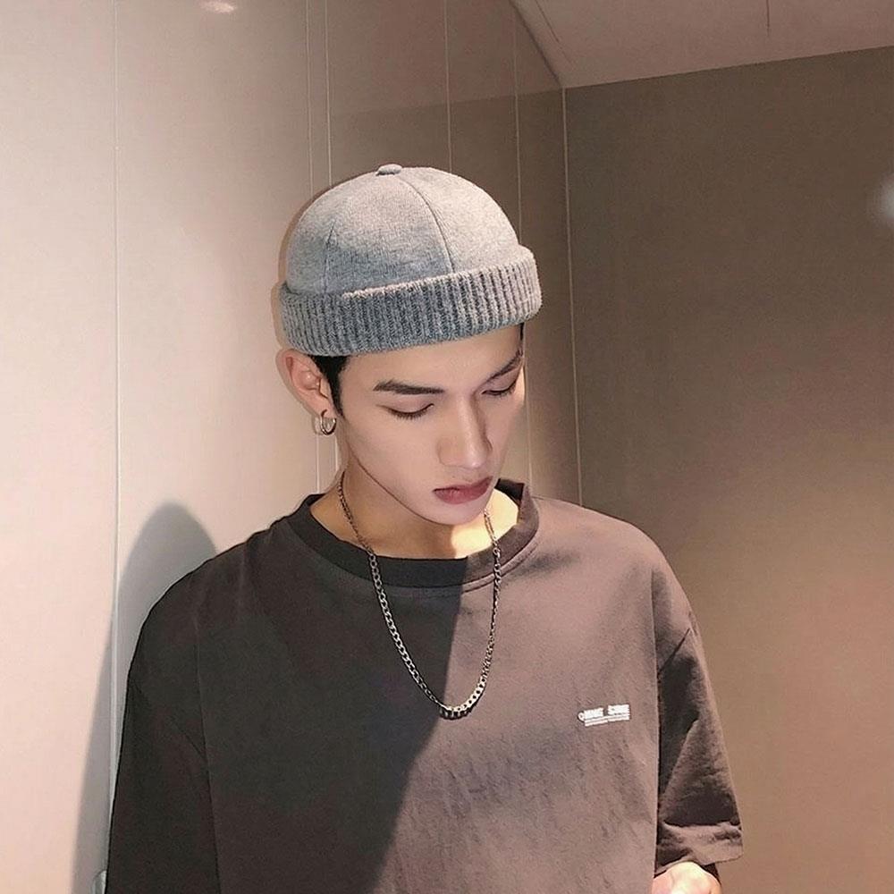 Men Melon Skin Hat Four Seasons Beanie Landlord Hat Versatile Hip Hop Hats Punk Girl Y2K Brimless Sailor Hat Bonnet Docker Cap