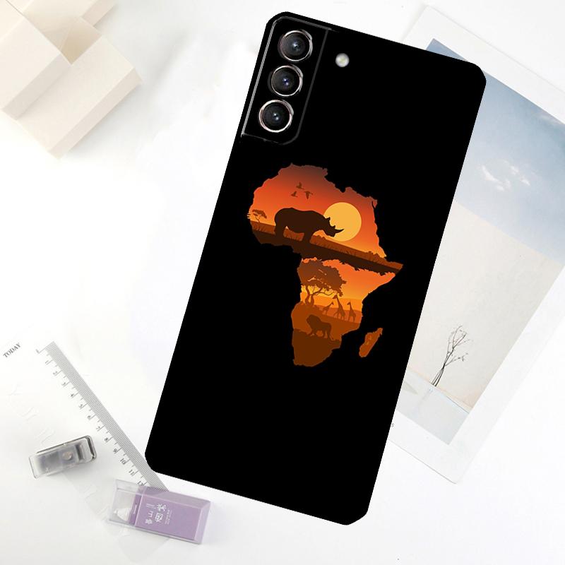 Africa Map Phone Case For Samsung Galaxy S25 FE S20 FE S21 S22 S23 S24 S25 Ultra S9 S10 S25 Plus Cover