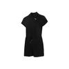 SS21 Solid Color Zipper Drawstring Romper Women Romper Black 532849-01