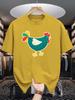 Unisex Cotton Tee Lovely Folk Colorful Hen Cartoon Graphic Print Loose Breathable Summer Crew Neck Casual Daily Tee Shirt For Unisex