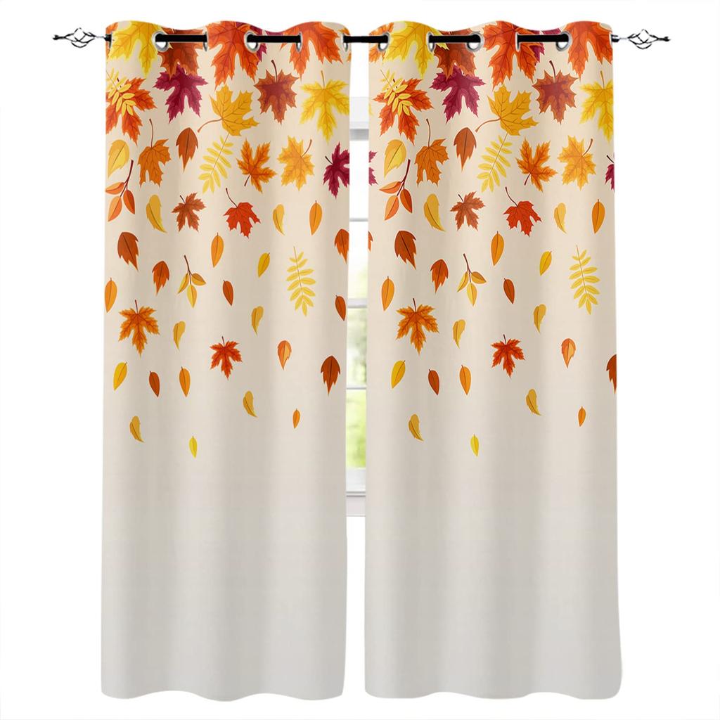 Herbst Ahornblätter Vorhang Herbst Pflanze Natur Szenerie Aquarell Muster Gardinen Küche Schlafzimmer Wohnzimmer Fensterbehandlung Polyester Ideal Für Bereich