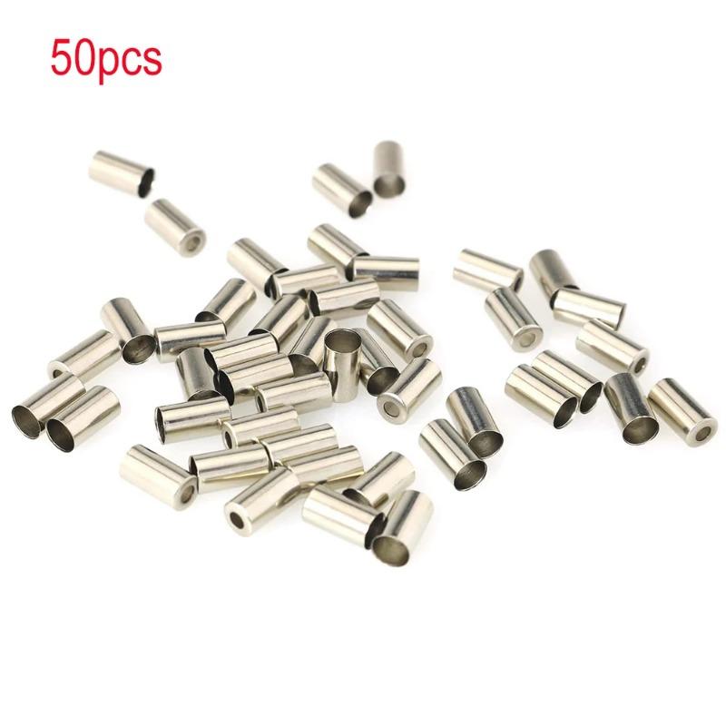 

50/100 шт. Велосипедные 5 мм наконечники для оплетки тормозного троса, заглушки, колпачки для концов тросиков для MTB и шоссейных велосипедов, колпачки для тормозной линии, аксессуары для велоспорта 50pcs серебряный