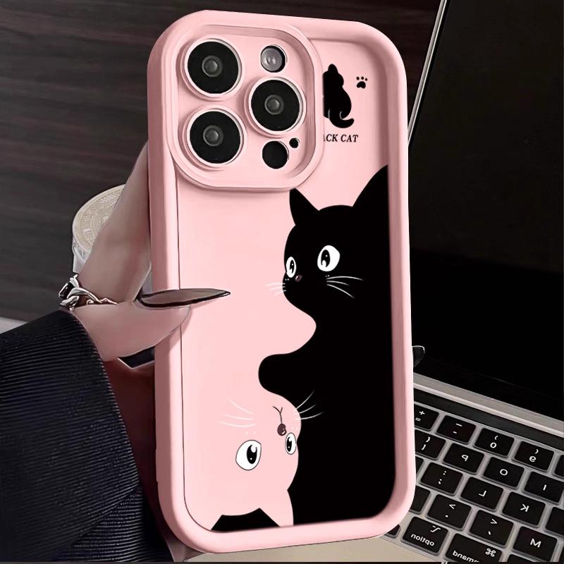 Süße Cartoon-Katze-Softphone-Hülle für iPhone 15 Pro Max Hüllen iPhone 14 13 12 11 Pro Max XS Max XR X 7 8 Plus SE Stoßfeste Hülle