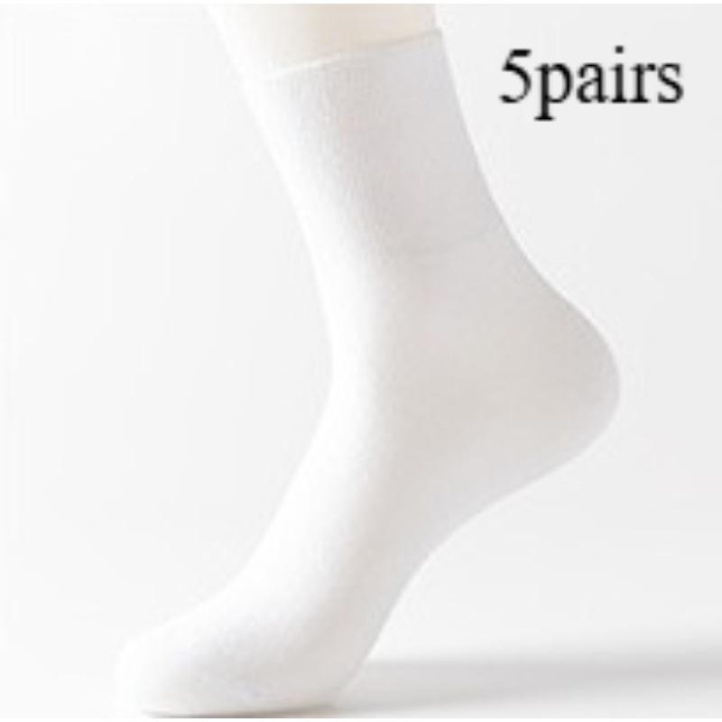 

5 пар женских диабетических носков, не сдавливающих ногу, с бесшовным носком, с укрепленной пяткой, трикотажная ткань с хлопком, полиэстером, спандексом - удобные и эластичные белый