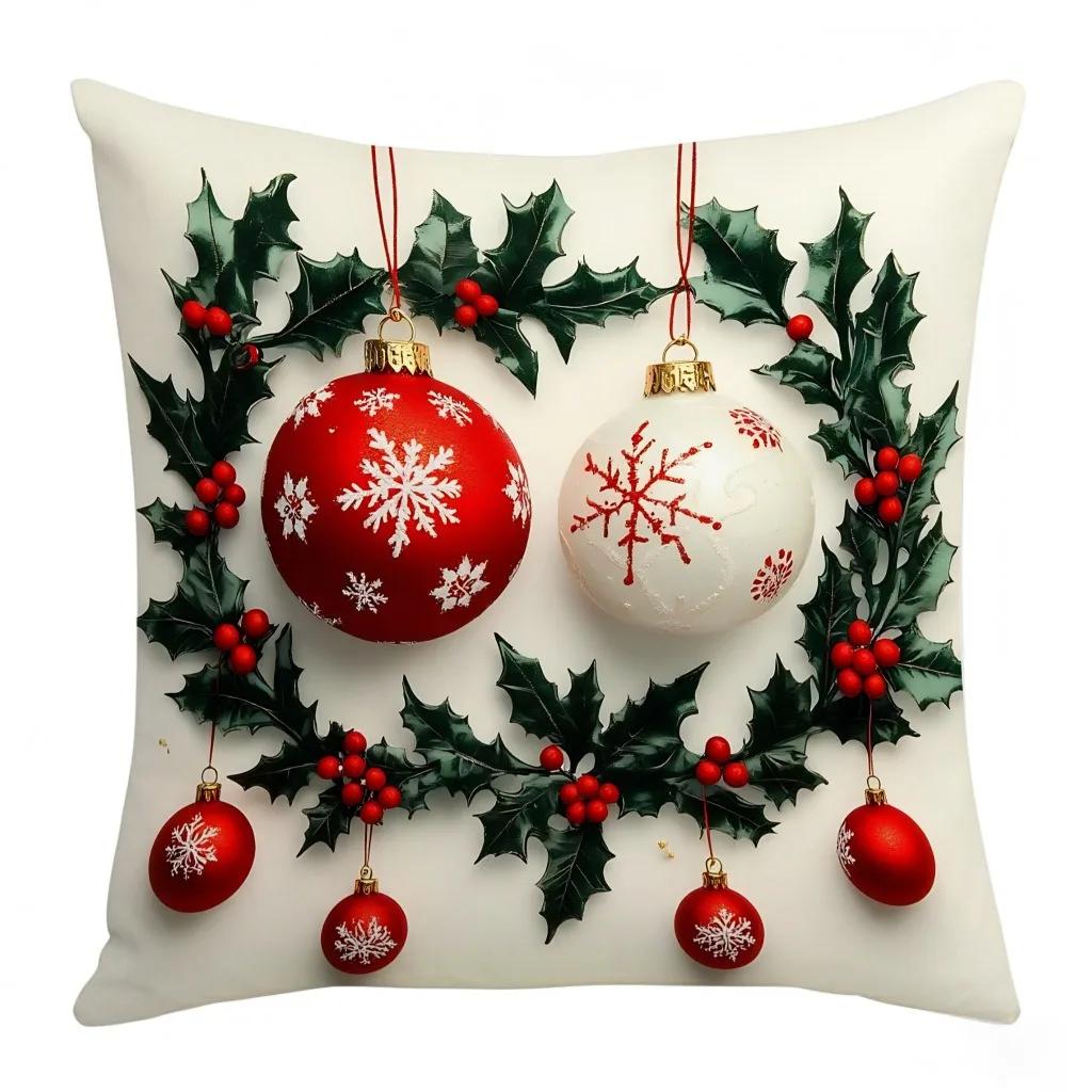 1PC Linen Snowman Print Throw Pillowcase Santa Cluas Xmas Merry Christmas Decor 2025 Happy New Year 2026 one-side printed