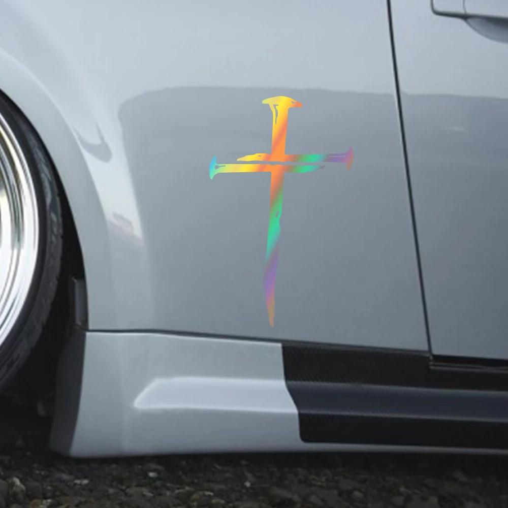 Creative Car Sticker Cross Nail Design Vinyl Decal Waterproof Reflective Sticker Personalized Car Styling Decorative Accessories