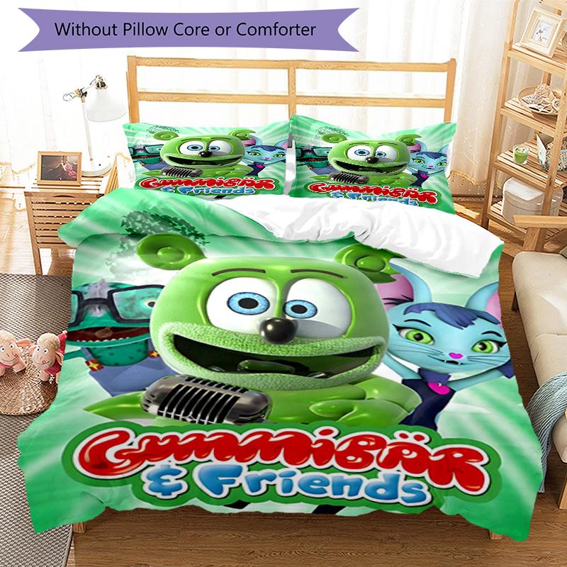 3pcs Gummy Bear1 Design Cover Set - HD Printed Bedding with 1 Cover and 2 Pillowcases - Perfect for Home and Dorm Decor
