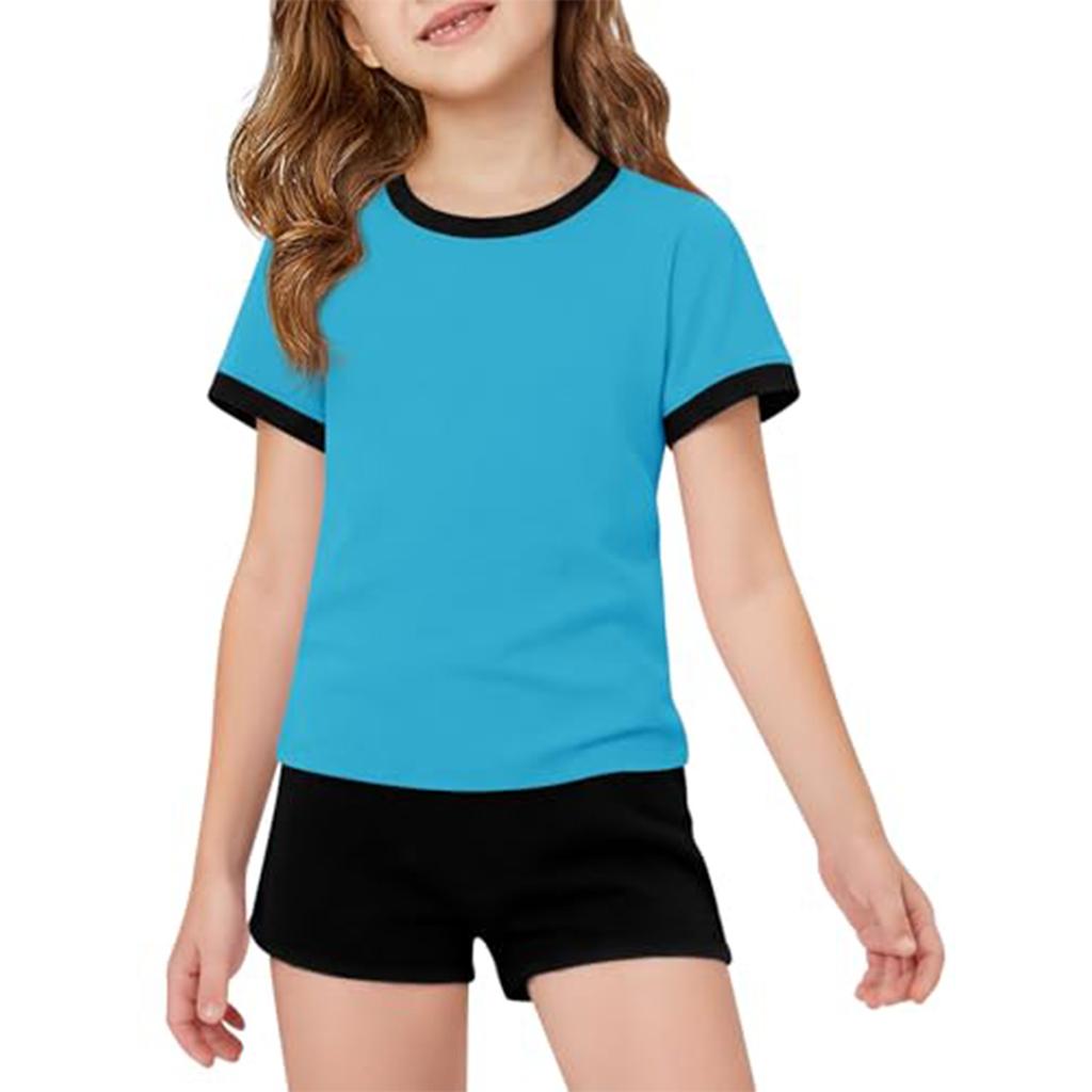 Kid Patriotic Outfit - Short Sleeve & Shorts 2-Piece Set For Girl