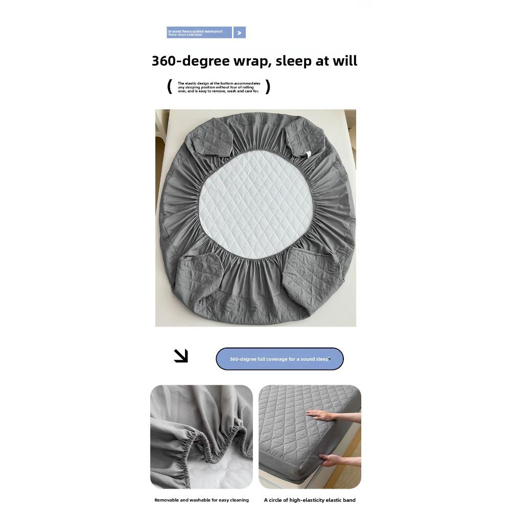 Waterproof Fitted Sheet Quilted Urine-Proof Non-Slip All-Around Mattress Protector Bed Cover Single Piece