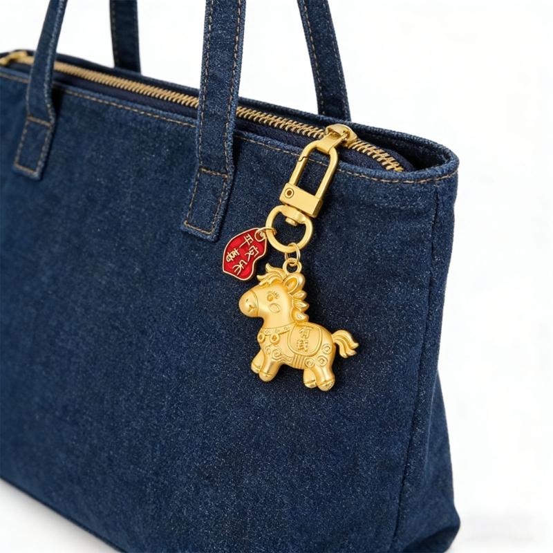 5 Piece Alloy Horse Zodiacal Keychains for Good Fortune In 2026 Multifunctional Lightweight Phone and Bag Accessories
