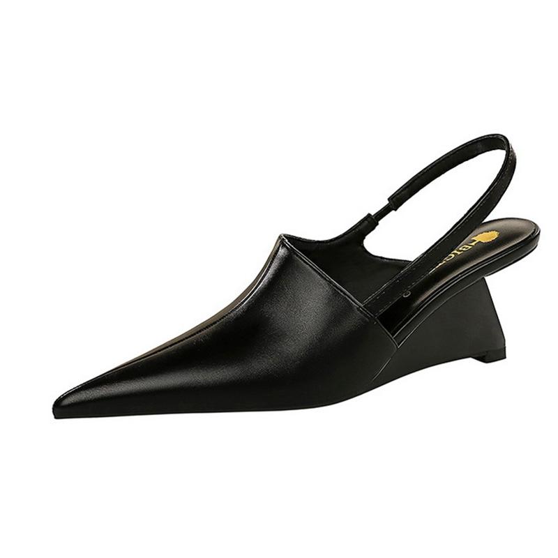 Fashion Women's New Spring and Summer Pointed Wedge Heel High-heeled Elastic Band Fashion Sandals with Toe Caps and M Ü Ller Shoes