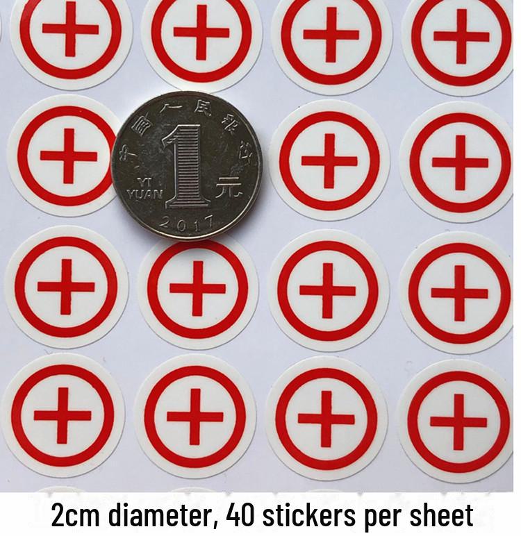 20mm Round Battery Polarity Identification Stickers - 40 Pieces (Positive & Negative)