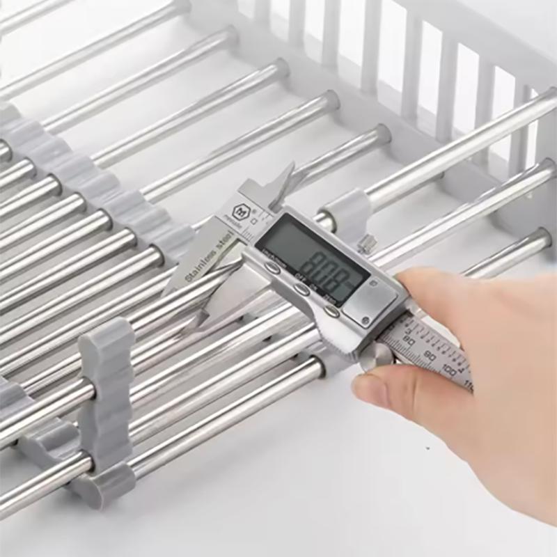 Abtropfgestell für die Küchenspüle, ausziehbarer Abtropfständer aus Edelstahl, Abtropfkorb für Obst und Gemüse, Abtropfgestell, Lagerregal