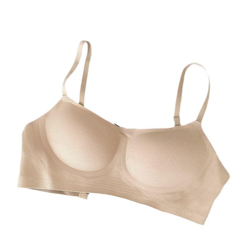 Black Ribbed Bralette with Adjustable Thin Straps Seamless Wireless Comfort Lingerie for Everyday Wear