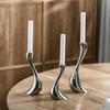 Stainless Steel Swan Neck Candlestick Silver Metal  Curve Handicraft Candle Holder Wedding Dining Table Home Decoration