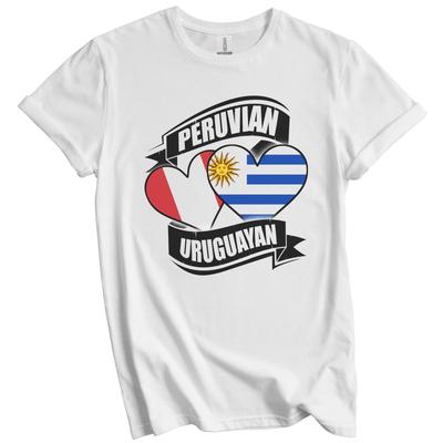 Peruánské Uruguayské Srdce Peru Uruguay Vlajky Tričko
