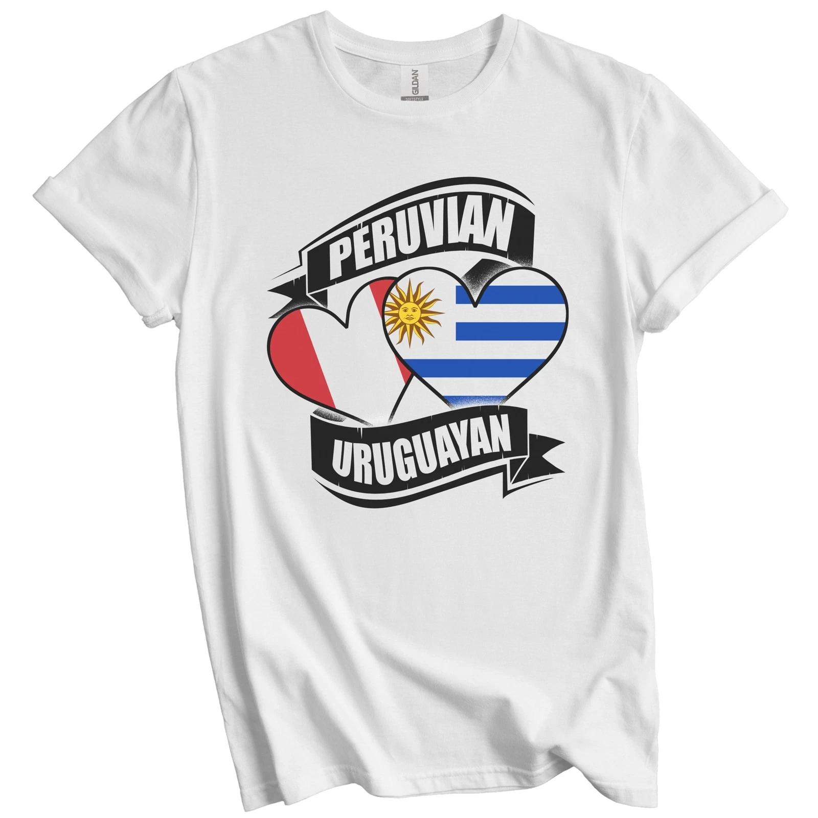 Peruvian Uruguayan Hearts Peru Uruguay Flags T-Shirt S