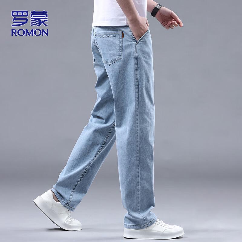 ROMON Men s 2026 Summer Loose Wide Straight Leg Jeans 33