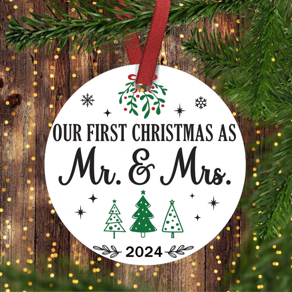Wedding Gifts for Couple Our First Christmas Married Ornament 2025 First Christmas As Mr and Mrs Married Ornament 2025