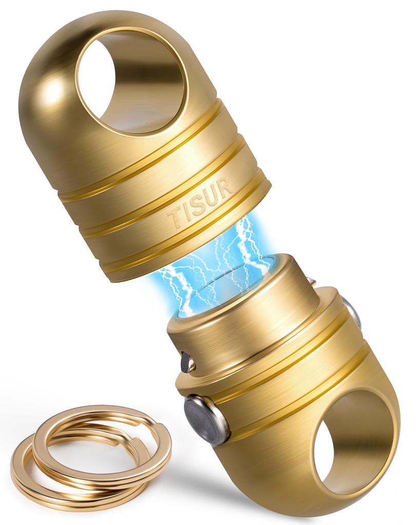 TISUR Detachable Keychain with Quick Release Carabiner and Key Ring Magnetic (Brass, Releaser)