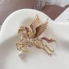 Light Luxury  Wing Horse Brooches For Women Fashiona Sweater Coat Decoration Party Casual Pins Accessories  Year Gifts
