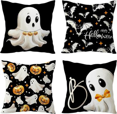 Spooky and Fun Halloween Pillowcases: Ghosts, Bats, and Pumpkins! Sofa Cushion Cover, Holiday Party Decoration, Gift