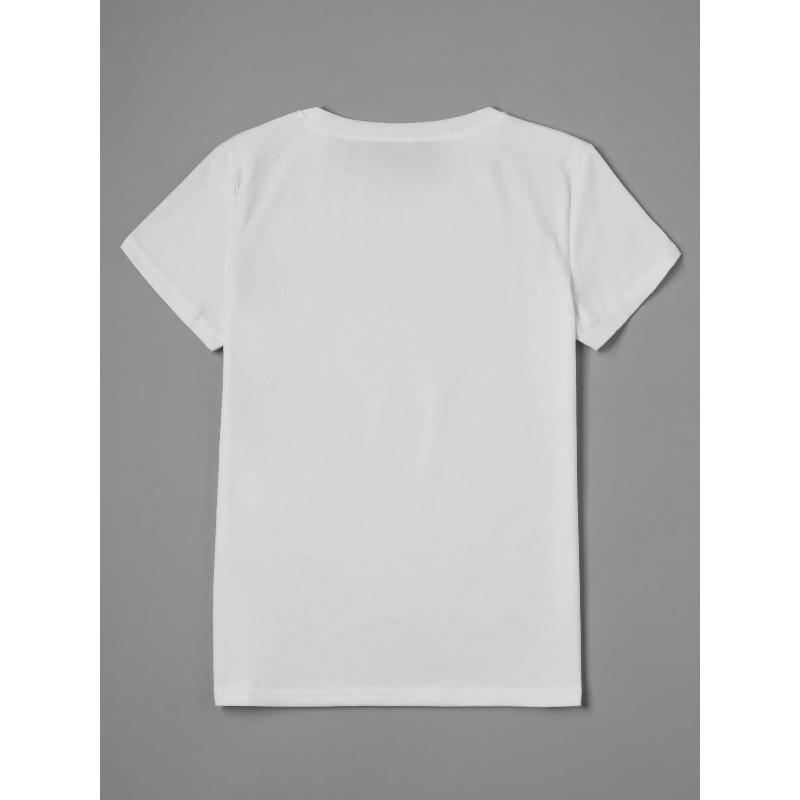 European Size Women's Nurse Graphic T-Shirt with Stethoscope, Heart & Bow Print - Symbols (Vital Signs) - Soft Stretch Crew Neck Short Sleeve