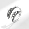 Vintage Hip Hop Open Feather Ring Unisex Adjustable Cool Trendy Statement Jewelry For Men And Women Fashion Accessory