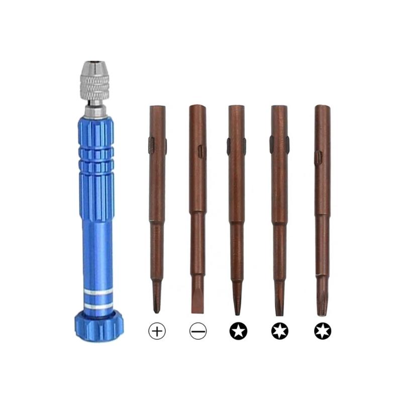 

MultiPurpose Miniature Screwdriver Set 5 in 1 Precisions Tool for Electronic and Eyewears Fixes синий