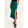 High Waist Satin Solid Color Split Long Bustier Skirt