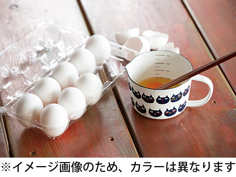 Yutaka Horo Tamahashi Enamel Measuring Made in Prune OHANA Cup, 450ml, Japan, White, MC-604