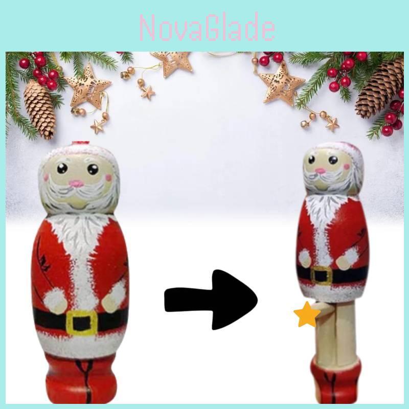 Unique Funny Santa Wooden Puppet Handcrafted Beech Wood For Christmas Decor Gifts